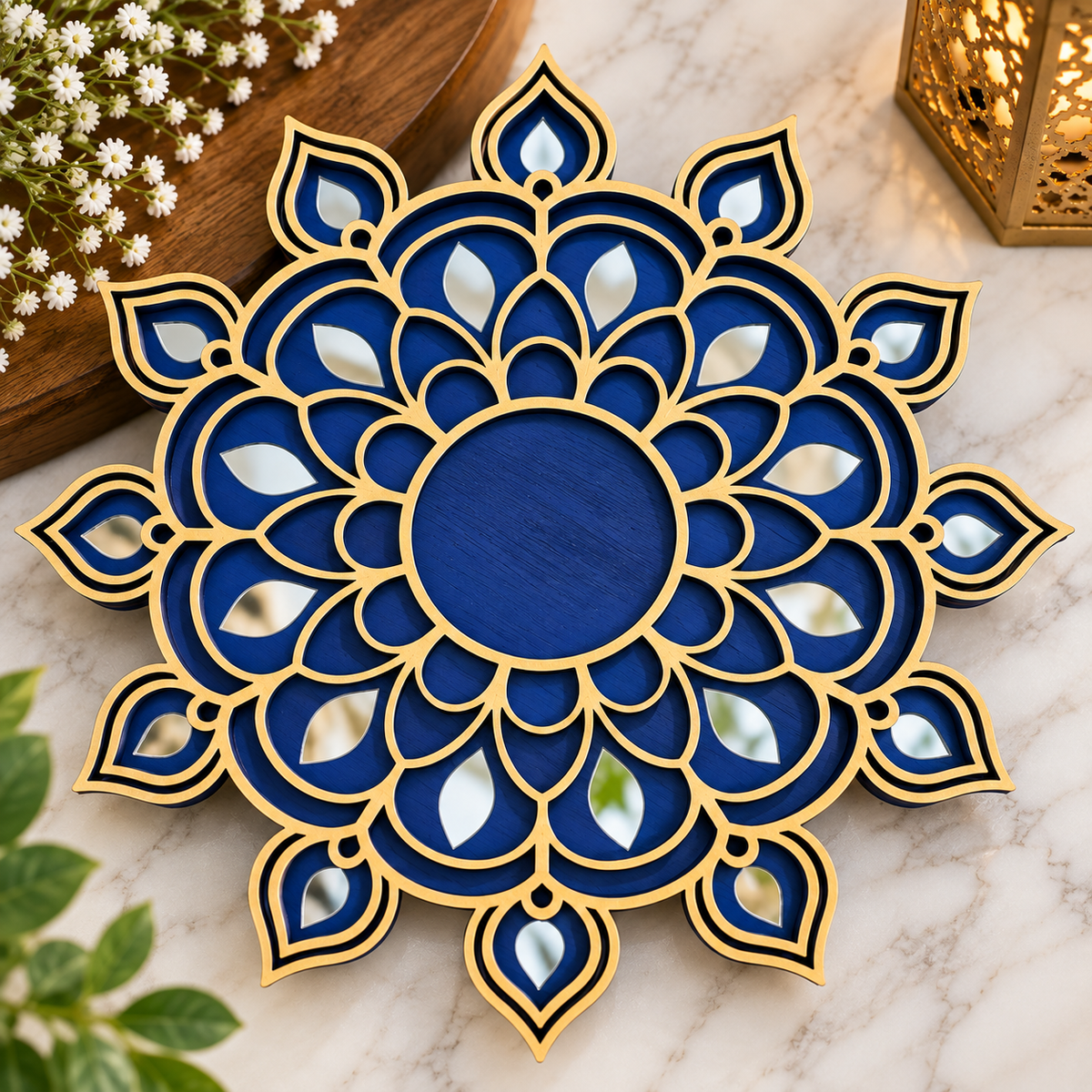 Handcrafted Mandala Diwali Diya – Wooden Diya Tea Light Holder | Diwali Decor, Gifts & Favors