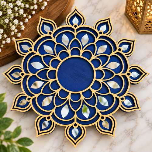 Handcrafted Mandala Diwali Diya – Wooden Diya Tea Light Holder | Diwali Decor, Gifts & Favors