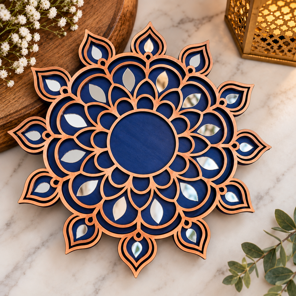 Handcrafted Mandala Diwali Diya – Wooden Diya Tea Light Holder | Diwali Decor, Gifts & Favors