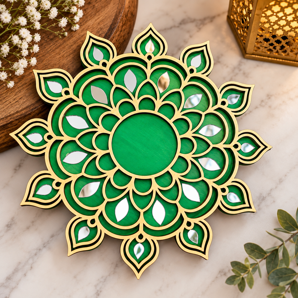 Handcrafted Mandala Diwali Diya – Wooden Diya Tea Light Holder | Diwali Decor, Gifts & Favors