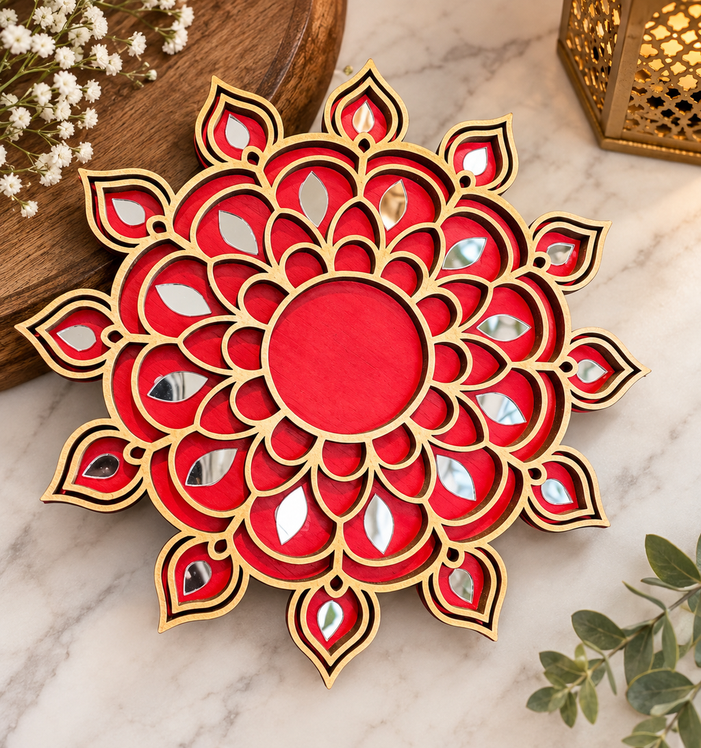 Handcrafted Mandala Diwali Diya – Wooden Diya Tea Light Holder | Diwali Decor, Gifts & Favors