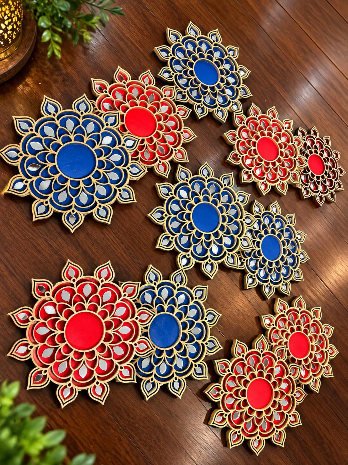 Handcrafted Mandala Diwali Diya – Wooden Diya Tea Light Holder | Diwali Decor, Gifts & Favors