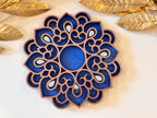 Handcrafted Floral Diwali Diya – Mirror Embellished Wooden Tealight Holder | Diwali Decor, Gifts & Favors